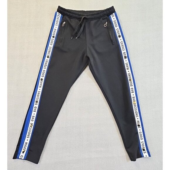 Zara Man Joggers Leg Opening Side Stripe Men's Large Black Drawstring Two Pocket - Picture 1 of 13